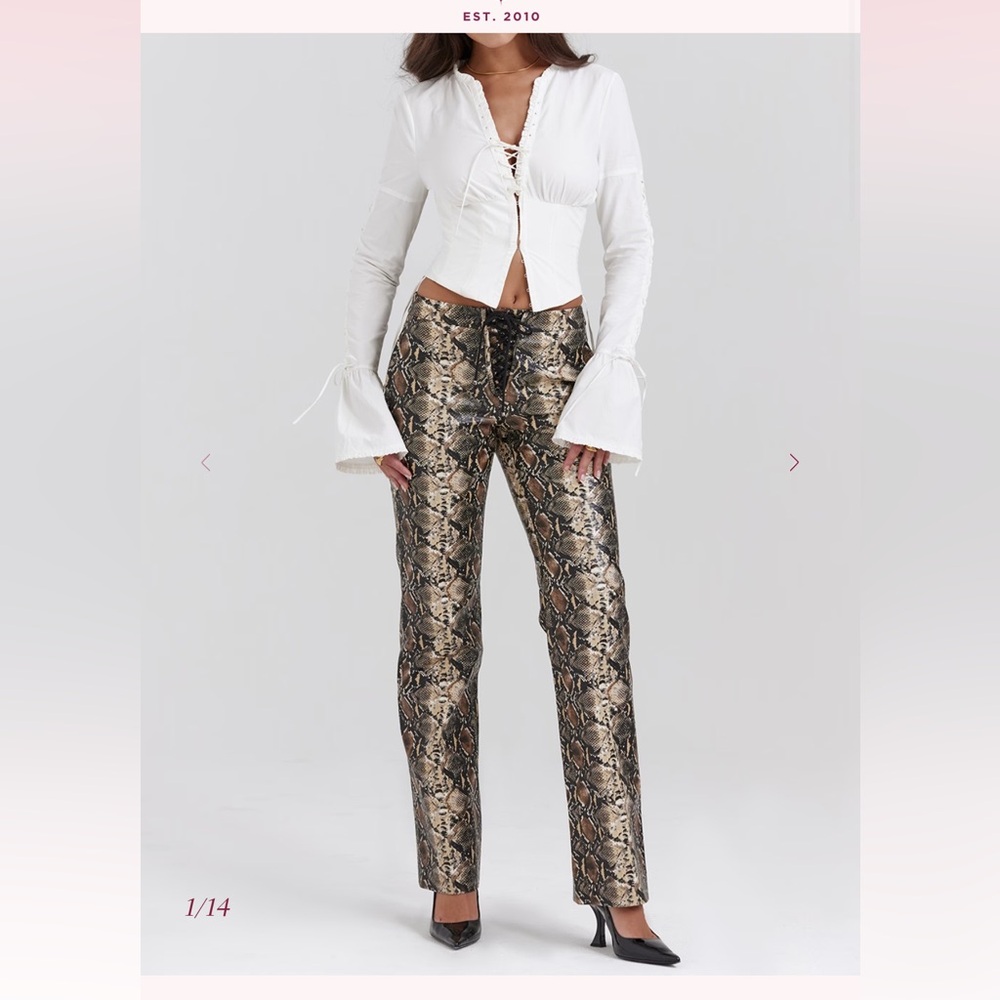 House of CB Serina Snake Print Vegan Leather Pants